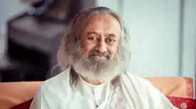 Gurudev Sri Sri Ravi Shankar guiding a meditation session